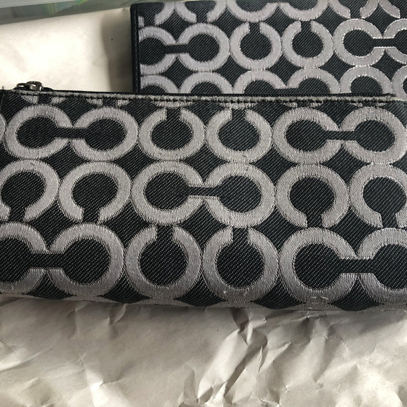 COACH Wallet + Checkbook Set -Jacquard/Blk Leather - Picture 4 of 8